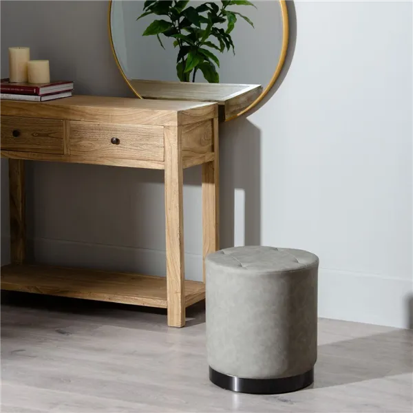 Pouffe Grey Synthetic Leather 38 x 38 x 42 cm DMF