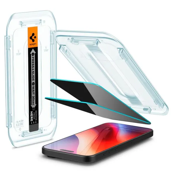 SZK£O PRYWATYZUJ¥CE SPIGEN GLAS.TR ”EZ FIT” 2-PACK IPHONE 16 Pro / 17 / 17 Pro PRIVACY