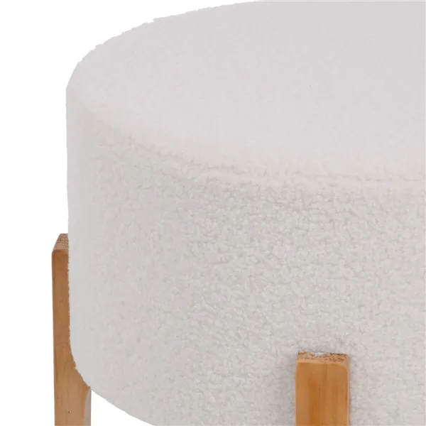 Pouffe Synthetic Fabric Beige Wood 46 x 46 x 46 cm