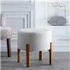 Pouffe Synthetic Fabric Beige Wood 46 x 46 x 46 cm