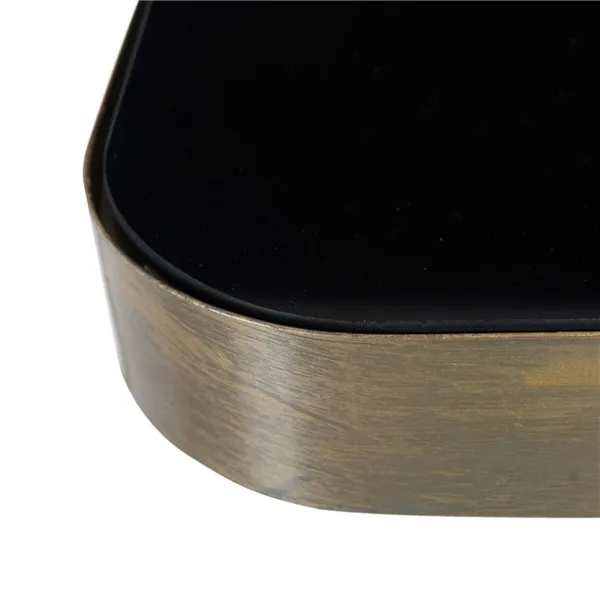 Side table Crystal Black Golden Metal 40 x 40 x 45 cm