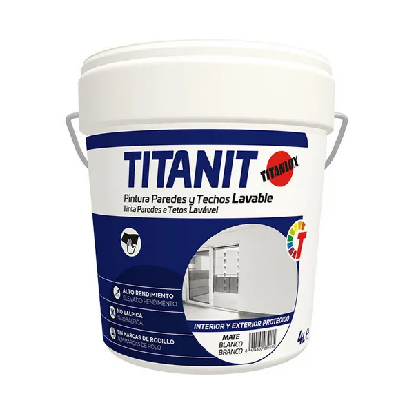 Paint Titanlux Titanit 029190004 Ceiling Wall Washable White Matt 4 L