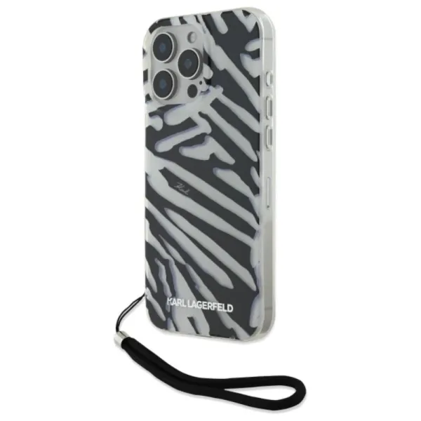Karl Lagerfeld IML Zebra Pattern & Cord - Case for iPhone 16 Pro (black)