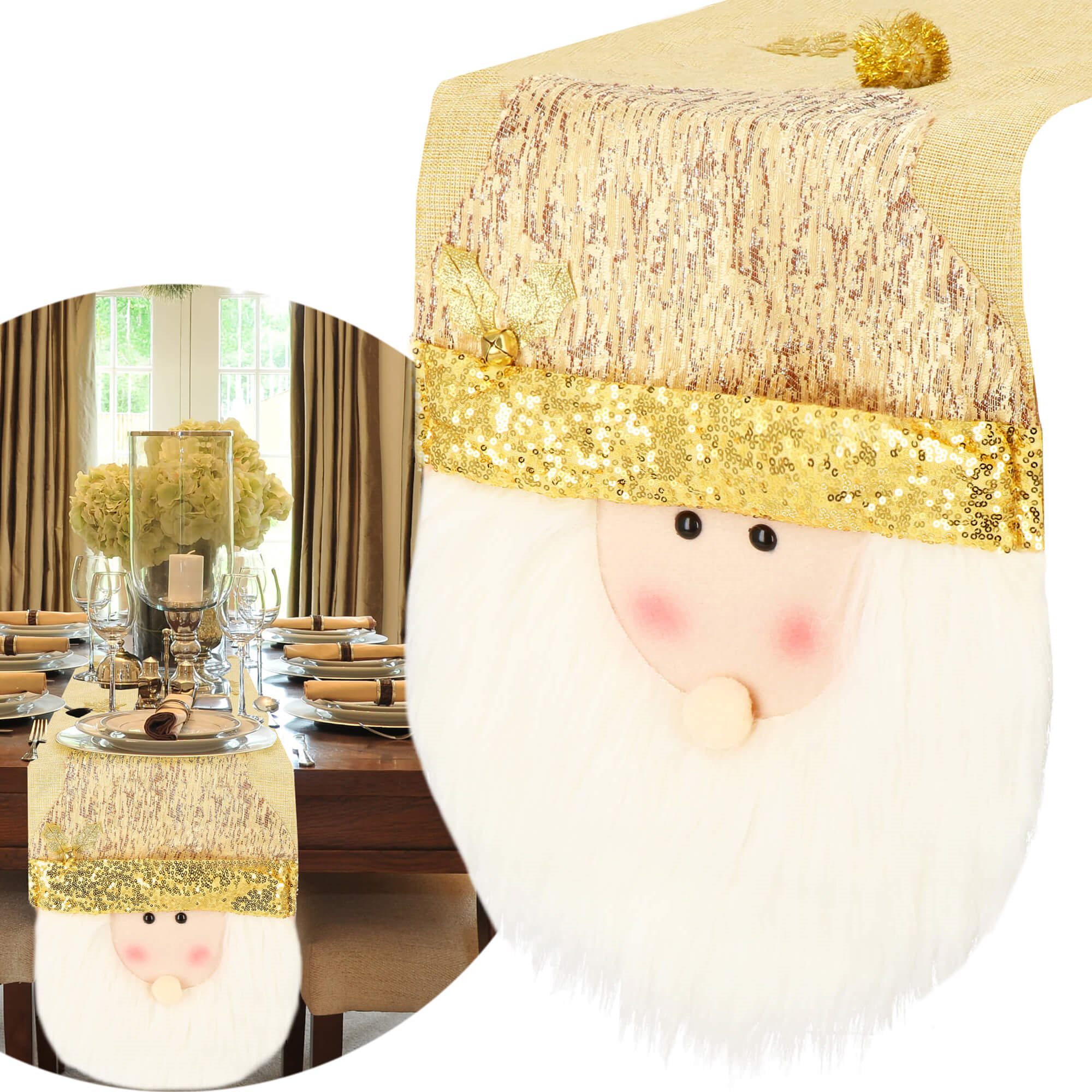 Table runner 205x30 cm, Christmas tablecloth with Santa | Buy online — Megaluks