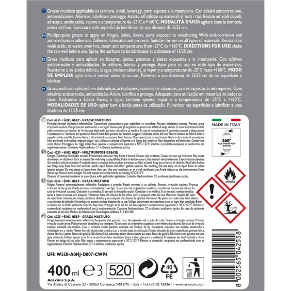 Lubricating Oil Arexons SVI4255 400 ml 6 in 1 Multi-use