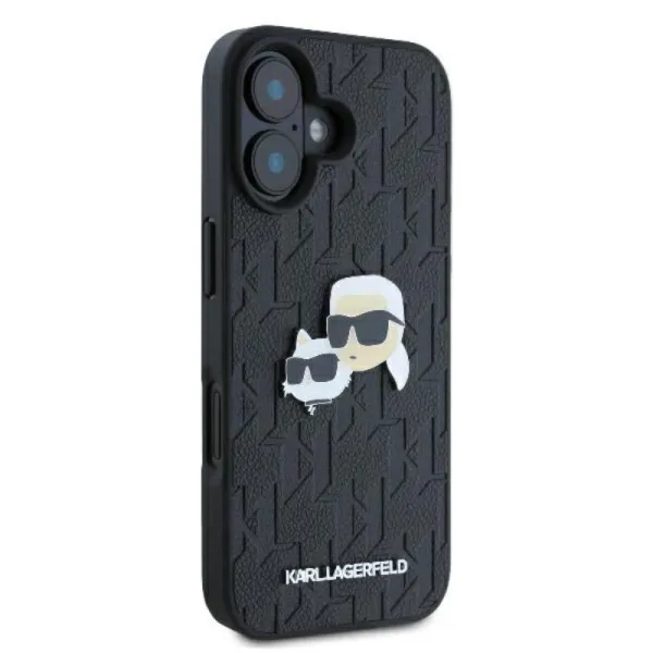 Karl Lagerfeld Monogram Karl & Choupette Head Pin - Case for iPhone 16 Plus (black)