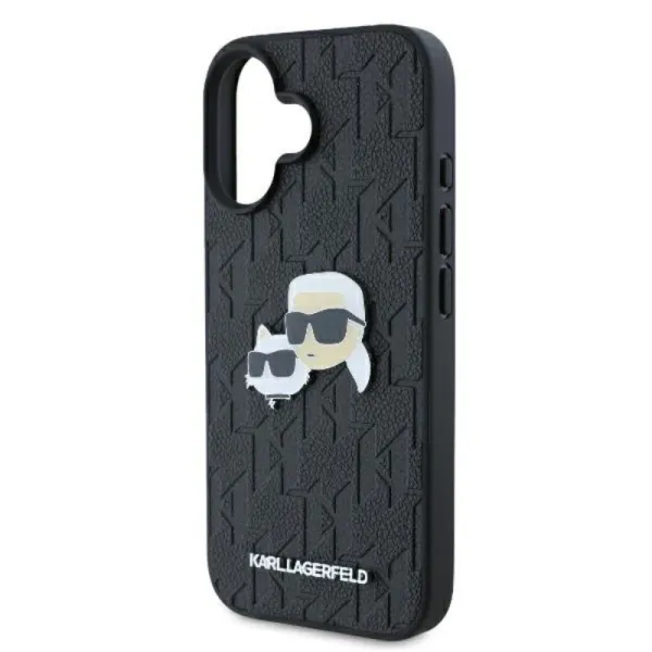 Karl Lagerfeld Monogram Karl & Choupette Head Pin - Case for iPhone 16 Plus (black)