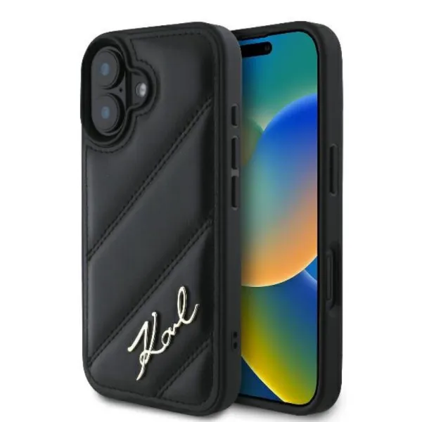 Karl Lagerfeld Quilted Signature - Case for iPhone 16 Plus (black)