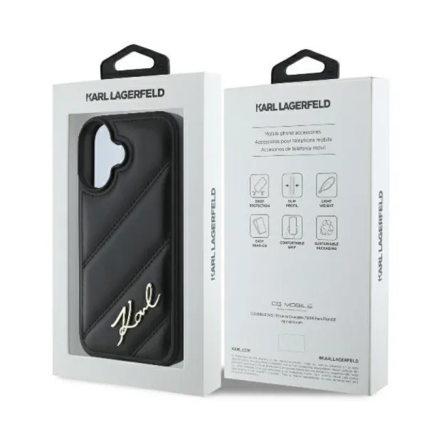 Karl Lagerfeld Quilted Signature - Case for iPhone 16 Plus (black)