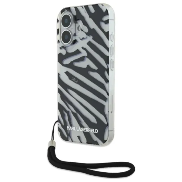 Karl Lagerfeld IML Zebra Pattern & Cord - Case for iPhone 16 (black)