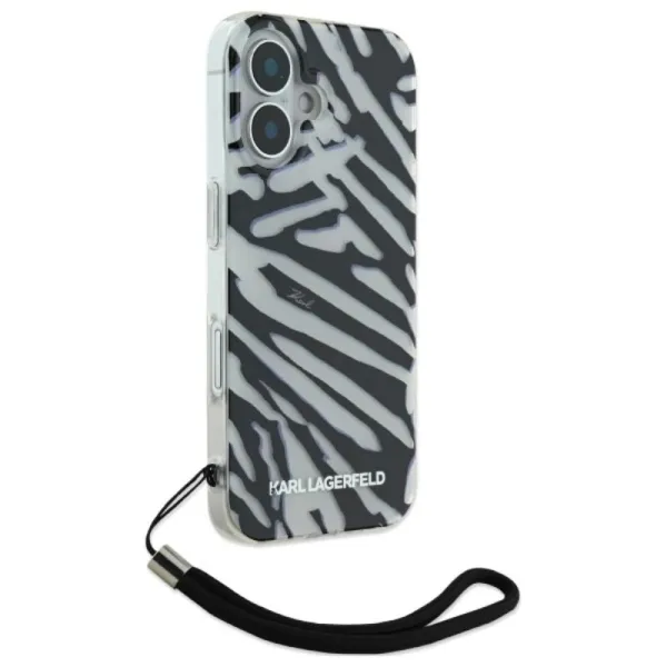 Karl Lagerfeld IML Zebra Pattern & Cord - Case for iPhone 16 (black)
