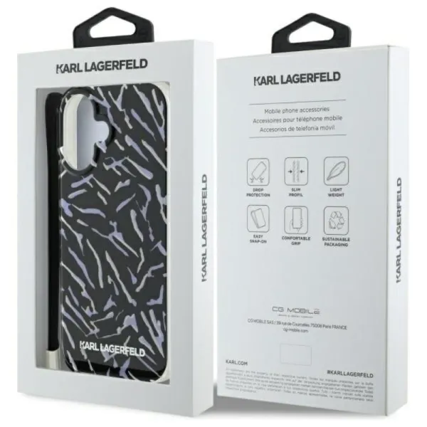 Karl Lagerfeld Zebra With Cord - Case for iPhone 16 (purple)