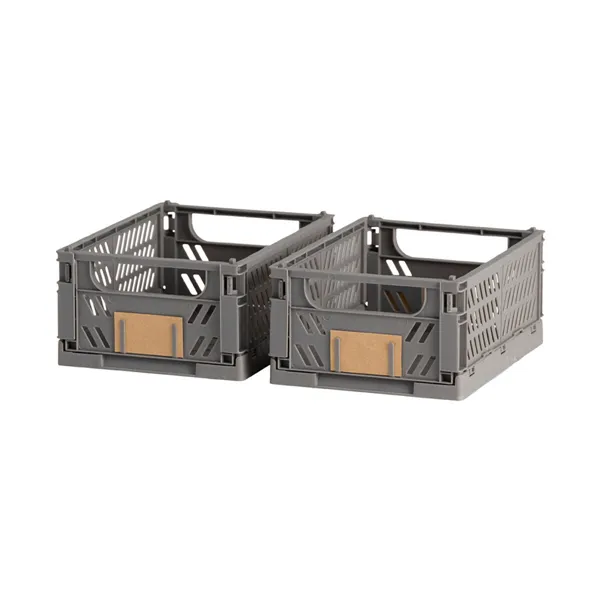 Set of Stackable Organising Boxes Dark grey 25 x 16,5 x 10 cm