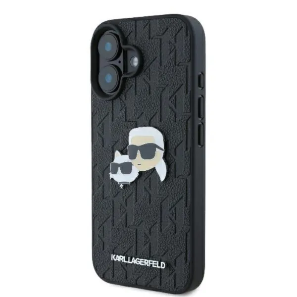 Karl Lagerfeld Monogram Karl & Choupette Head Pin - Case for iPhone 16 (black)