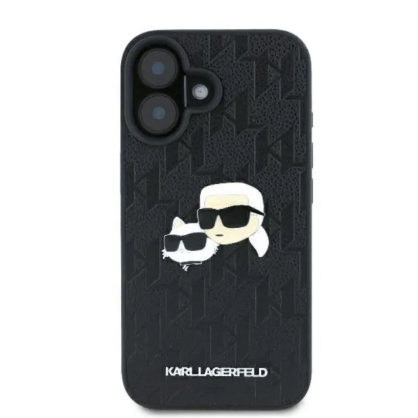 Karl Lagerfeld Monogram Karl & Choupette Head Pin - Case for iPhone 16 (black)