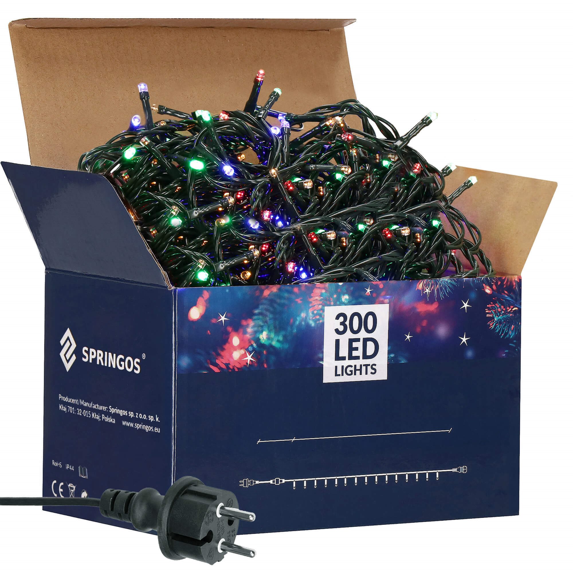 Christmas tree lights 25.5 m multicolor 300 LED Christmas lighting IP44