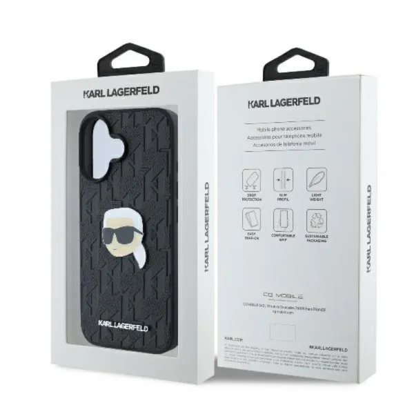 Karl Lagerfeld Monogram Karl Head Pin - Case for iPhone 16 (black)