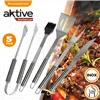 Barbecue utensils Aktive Silicone Stainless steel 12 Units 7,5 x 35 x 1,9 cm (5 Pieces)