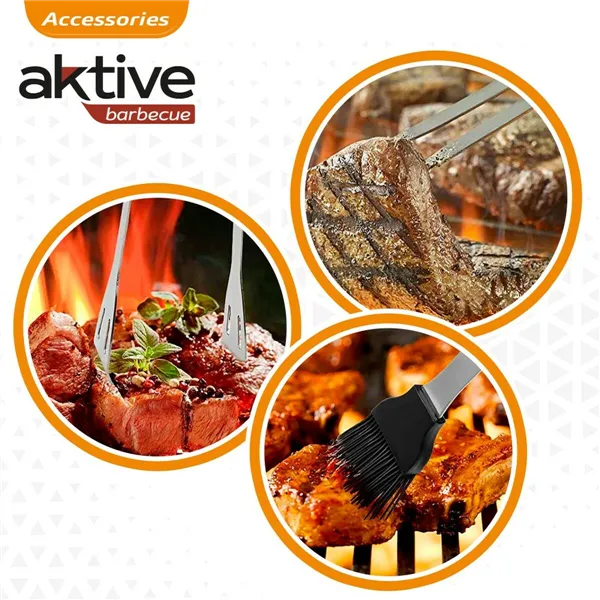 Barbecue utensils Aktive Silicone Stainless steel 12 Units 7,5 x 35 x 1,9 cm (5 Pieces)