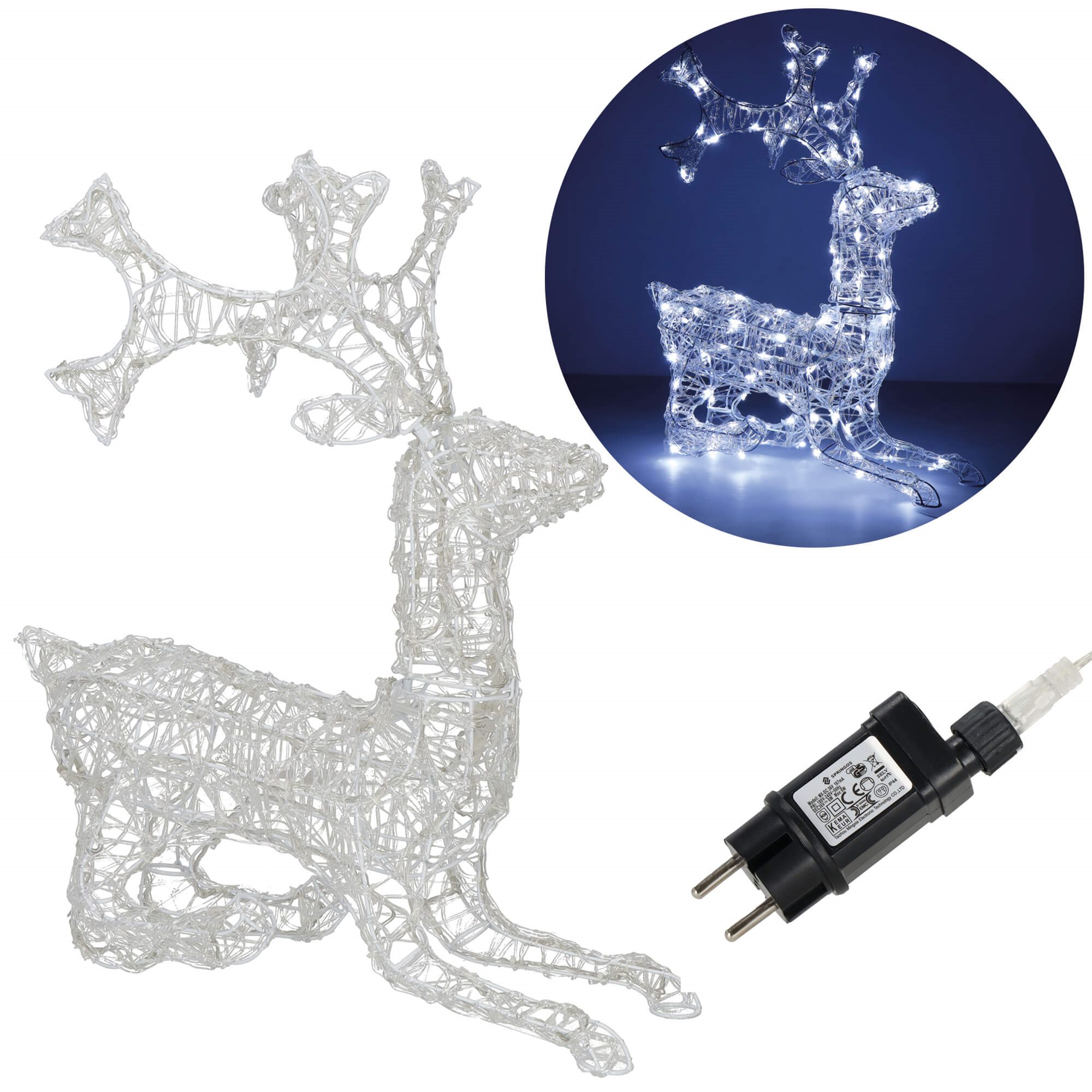Christmas decoration LED reindeer Springos CL4121 130 LED, cold white