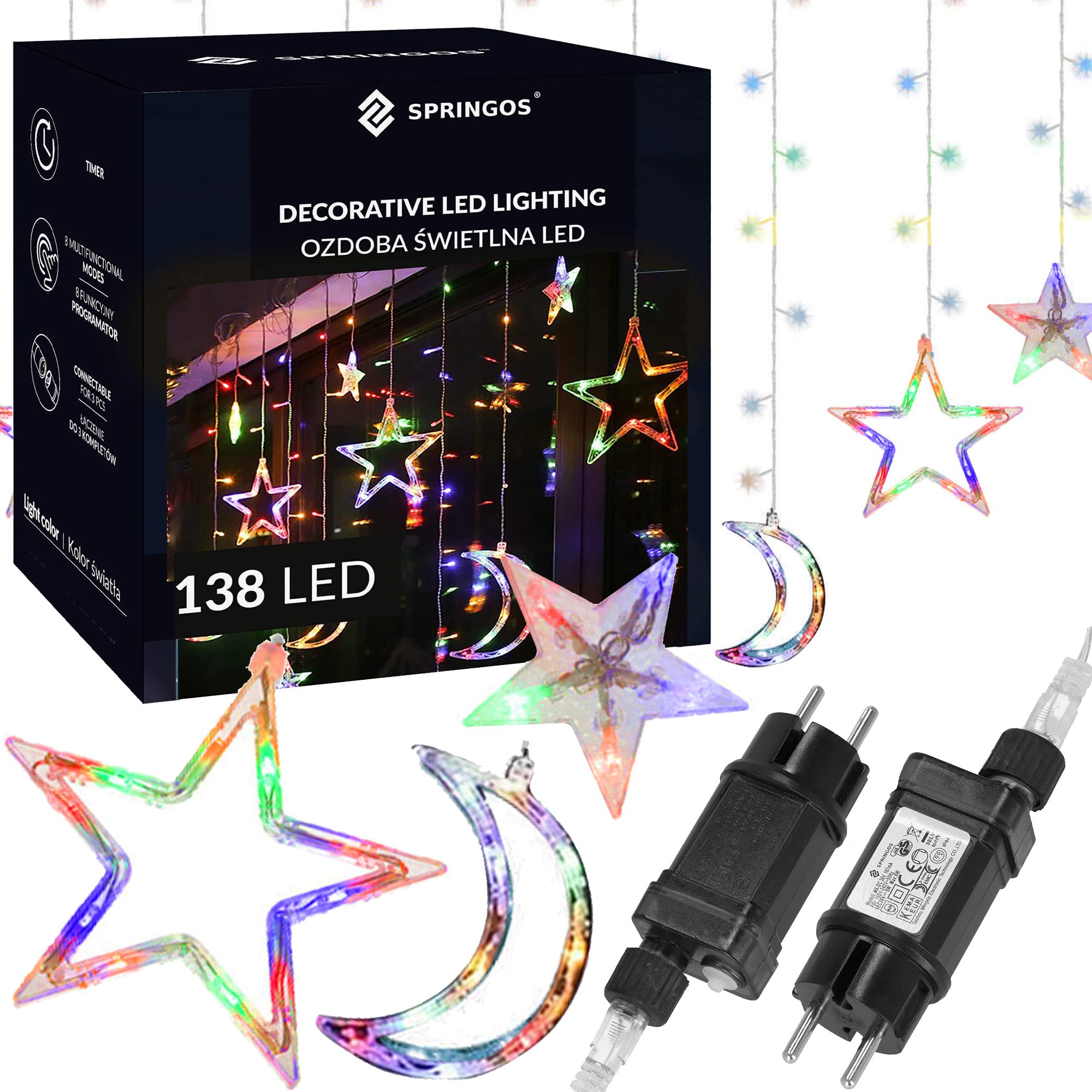 Christmas LED Curtain Lights Springos CL4135, 138 LED Stars