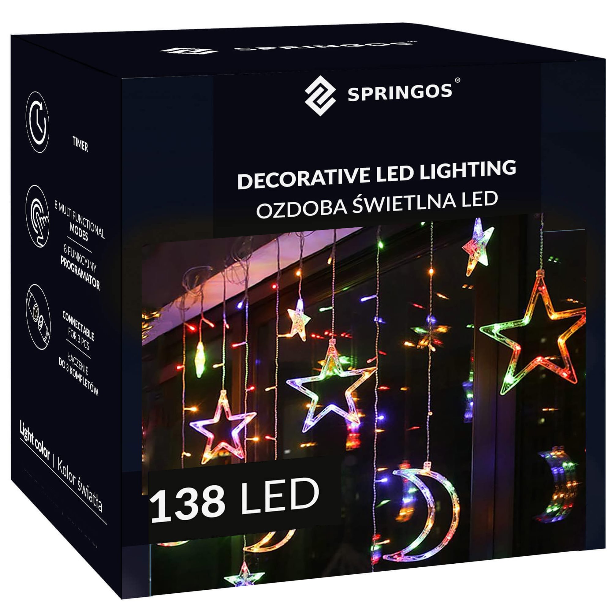 Christmas LED Curtain Lights Springos CL4135, 138 LED Stars
