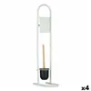 Toilet Paper Holder with Brush Stand 16 x 28,5 x 80,8 cm Metal White Plastic Bamboo (4 Units)