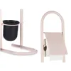 Toilet Paper Holder with Brush Stand 16 x 28,5 x 80,8 cm Pink Metal Plastic Bamboo (4 Units)