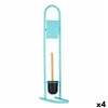 Toilet Paper Holder with Brush Stand 16 x 28,5 x 80,8 cm Blue Metal Plastic Bamboo (4 Units)