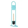 Toilet Paper Holder with Brush Stand 16 x 28,5 x 80,8 cm Blue Metal Plastic Bamboo (4 Units)