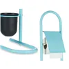 Toilet Paper Holder with Brush Stand 16 x 28,5 x 80,8 cm Blue Metal Plastic Bamboo (4 Units)