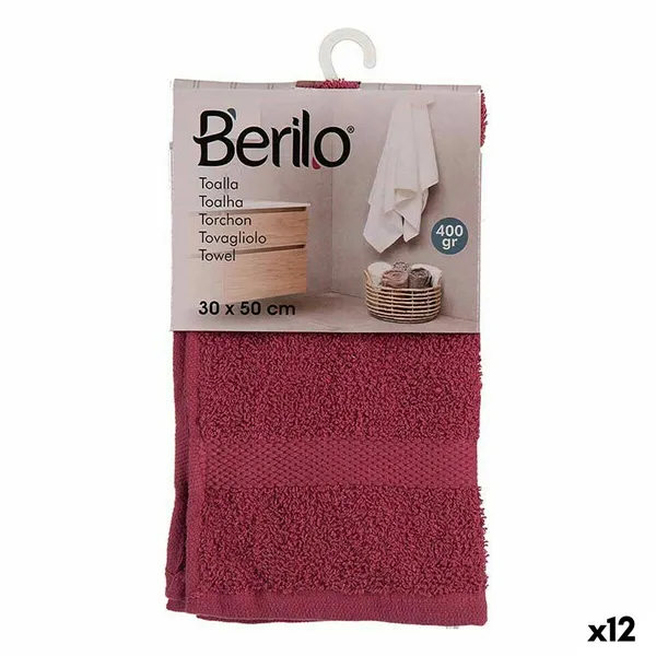 Bath towel 30 x 0,5 x 50 cm Maroon (12 Units)