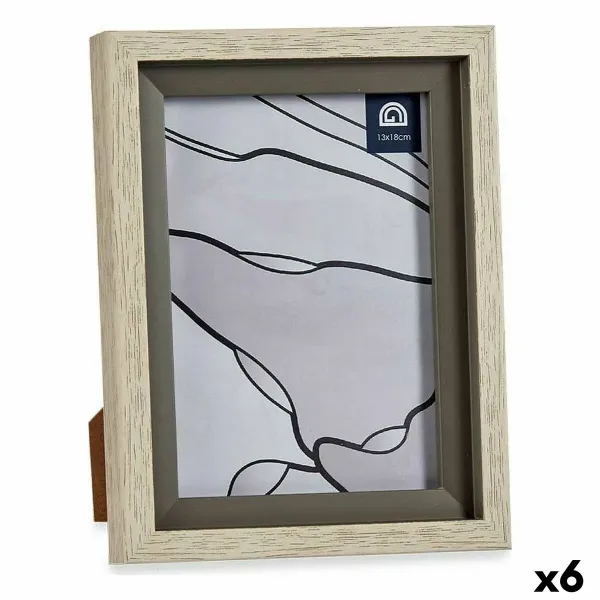 Photo frame 17 x 2 x 21,8 cm Crystal Grey Beige Plastic (6 Units)