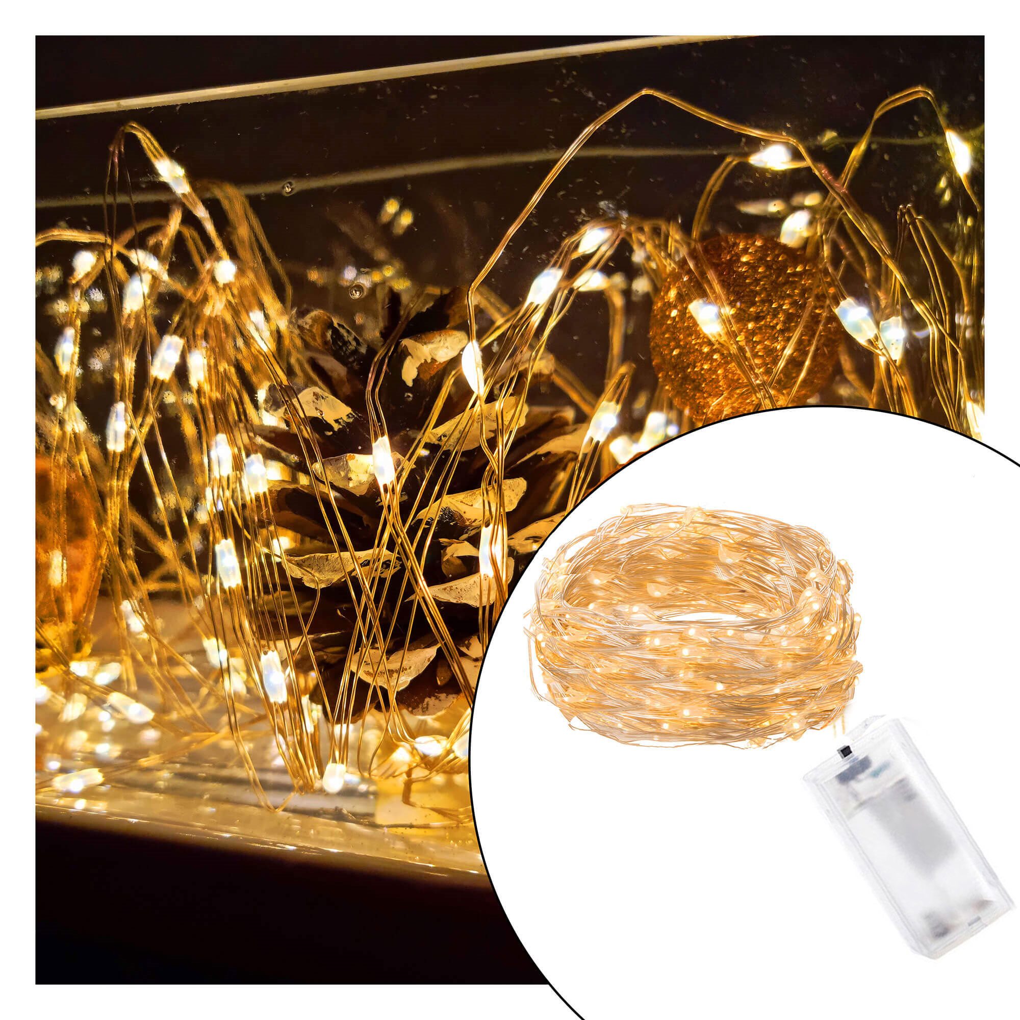 Christmas tree lights 20 LED micro wires battery operated
