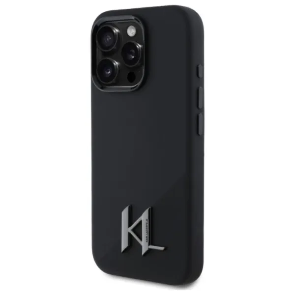 Karl Lagerfeld Silicone Shadow Metal Initial MagSafe - Case for iPhone 16 Pro (black)
