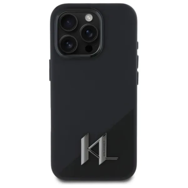 Karl Lagerfeld Silicone Shadow Metal Initial MagSafe - Case for iPhone 16 Pro (black)