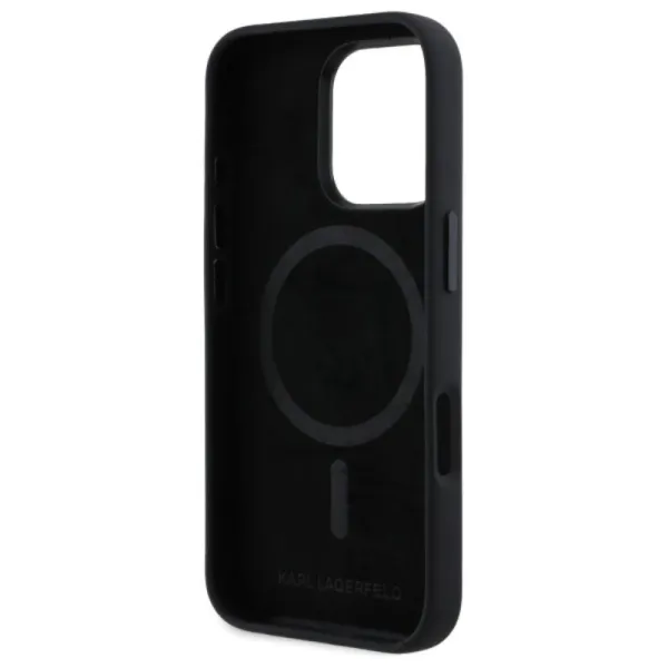 Karl Lagerfeld Silicone Shadow Metal Initial MagSafe - Case for iPhone 16 Pro (black)