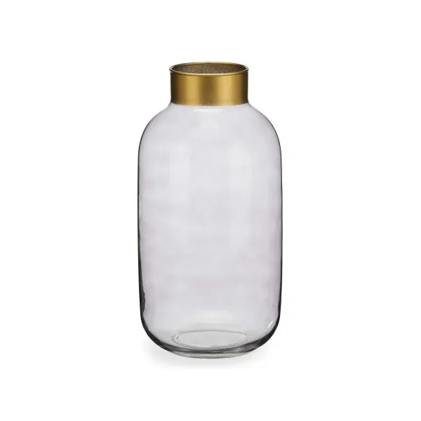 Vase Grey Golden Glass 14,5 x 29,5 x 14,5 cm (6 Units)