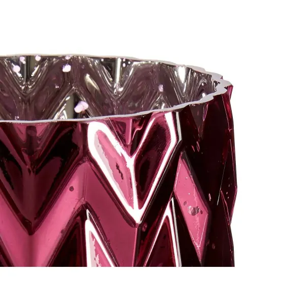 Vase Engraving Ear (of wheat) Pink Crystal 11,3 x 19,5 x 11,3 cm (6 Units)