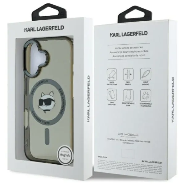 Karl Lagerfeld IML Metal Choupette Head MagSafe - Case for iPhone 16 Plus (black)