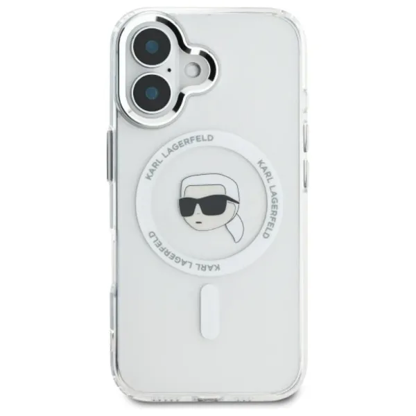 Karl Lagerfeld IML Metal Karl Head MagSafe - Case for iPhone 16 Plus (white)