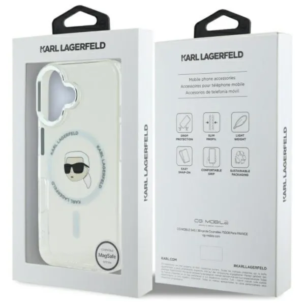Karl Lagerfeld IML Metal Karl Head MagSafe - Case for iPhone 16 Plus (white)