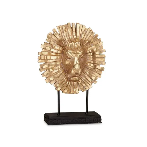 Decorative Figure Lion Black Golden 28 x 38,5 x 11,5 cm (4 Units)