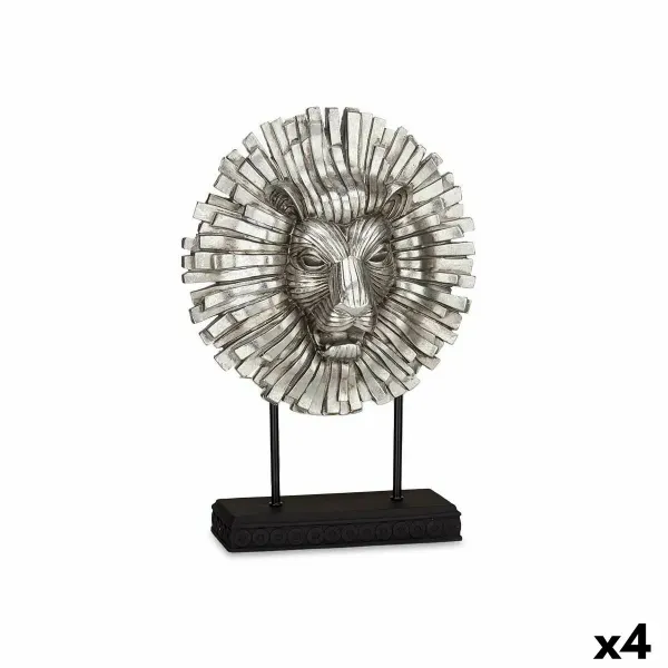 Decorative Figure Lion Silver 28 x 38,5 x 11,5 cm (4 Units)