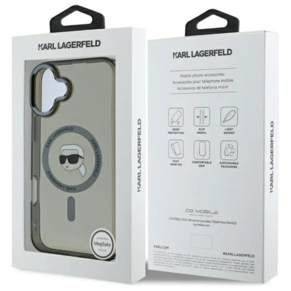 Karl Lagerfeld IML Metal Karl Head MagSafe - Case for iPhone 16 Plus (black)