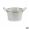 Planter Bucket White Silver Zinc 27,5 x 10,5 x 20 cm (24 Units)