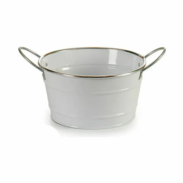 Planter Bucket White Silver Zinc 27,5 x 10,5 x 20 cm (24 Units)