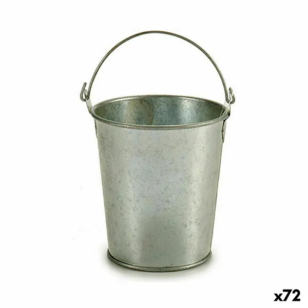 Planter Bucket Silver Zinc 15,5 x 11 x 11 cm (72 Units)