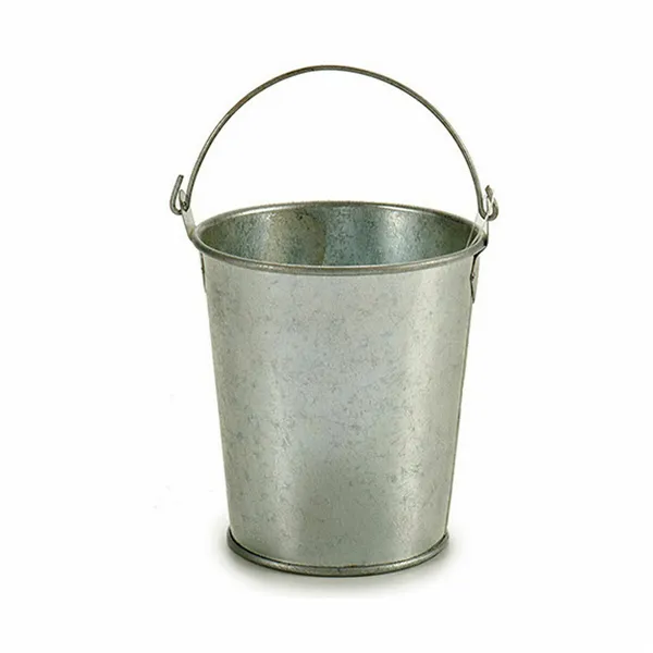 Planter Bucket Silver Zinc 15,5 x 11 x 11 cm (72 Units)