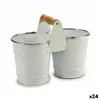 Planter Double White Silver Wood Zinc 20 x 15 x 10,2 cm (24 Units)